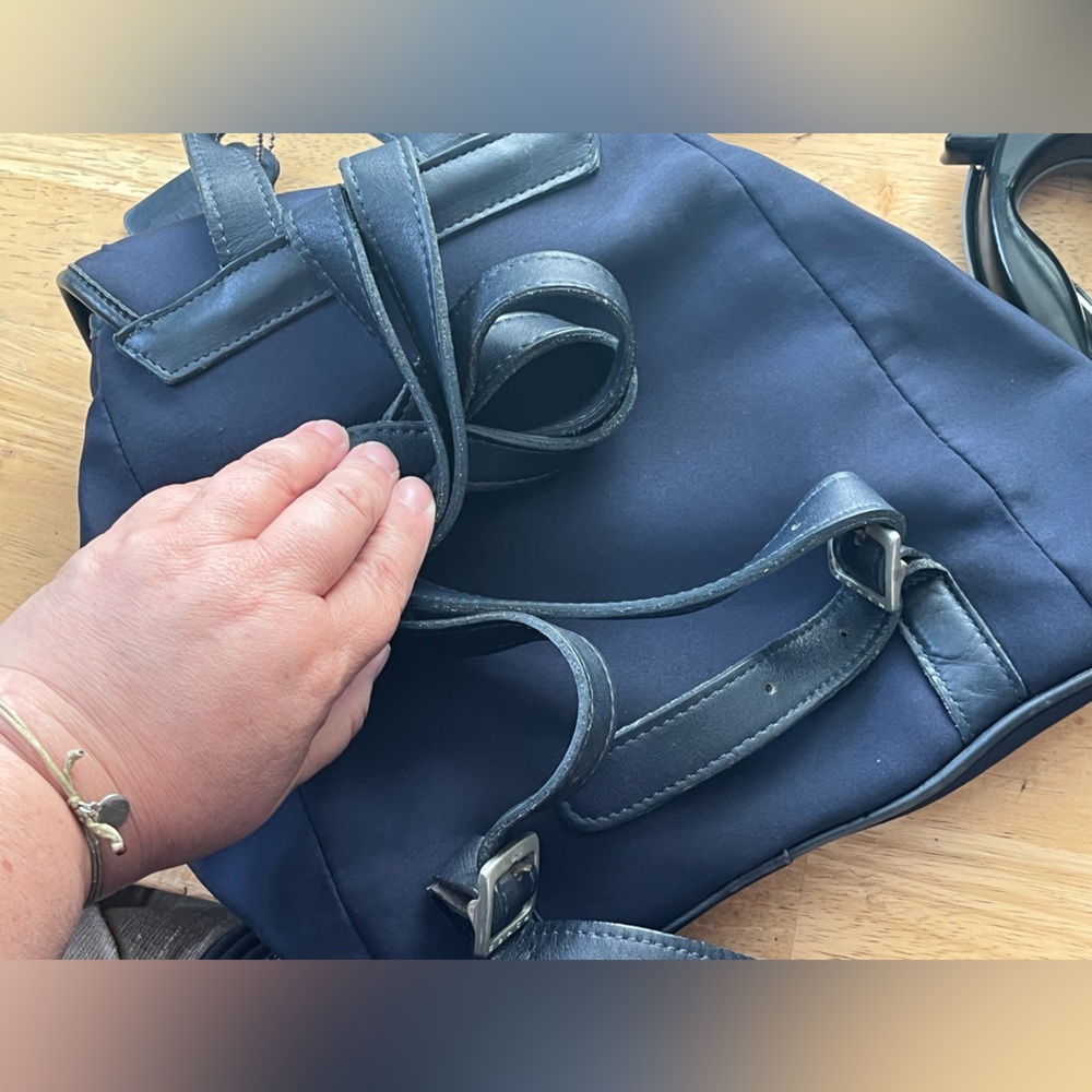 Coach navy with Leather trim mini Backpack - Picture 5 of 11